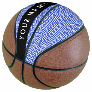 Greek Meander Key H Blauw, Jouw naam, Personalisee Basketbal