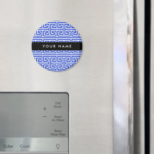 Greek Meander Key H Blauw, Jouw naam, Personalisee Magneet