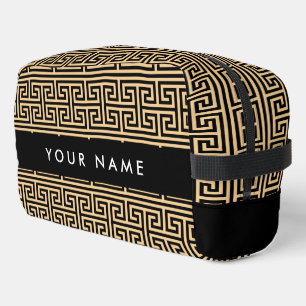 Greek Meander Key H Brown, Jouw naam, Personalisee Toilettasje