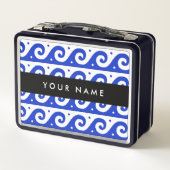 Greek Meander Key, Wave Key, Blauw, Jouw naam (Achterkant)