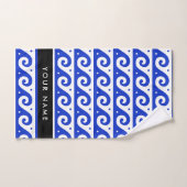 Greek Meander Key, Wave Key, Blauw, Jouw naam Bad Handdoek (Handdoek)