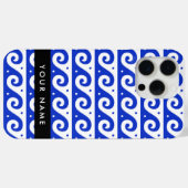 Greek Meander Key, Wave Key, Blauw, Jouw naam Case-Mate iPhone Case (Achterkant (horizontaal))