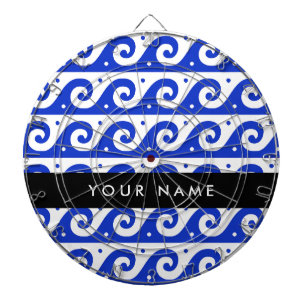 Greek Meander Key, Wave Key, Blauw, Jouw naam Dartbord