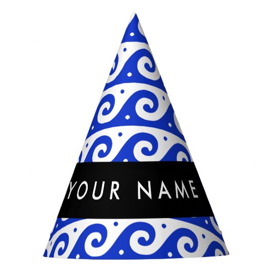 Greek Meander Key, Wave Key, Blauw, Jouw naam Feesthoedjes (Voorkant)