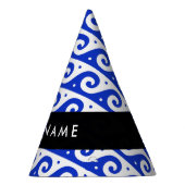 Greek Meander Key, Wave Key, Blauw, Jouw naam Feesthoedjes (Rechts)