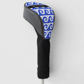 Greek Meander Key, Wave Key, Blauw, Jouw naam Golfheadcover (Schuin)