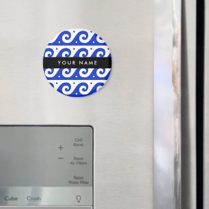 Greek Meander Key, Wave Key, Blauw, Jouw naam Magneet
