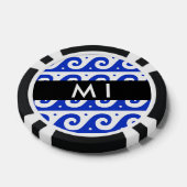 Greek Meander Key, Wave Key, Blauw, Jouw naam Poker Chips (Enkel)