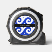 Greek Meander Key, Wave Key, Blauw, Jouw naam Rolmaat (Voorkant)