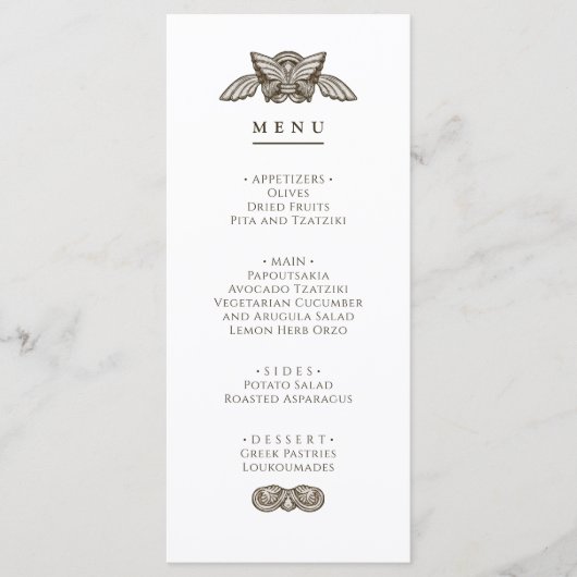 Greek menu party table Sign with stone elements (Devant)
