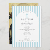 Greek Orthodox Christening Baptism Dusty Blue Boy Kaart (Voorkant / Achterkant)