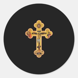 Greek Orthodox Jesus Christ Cross Ronde Sticker