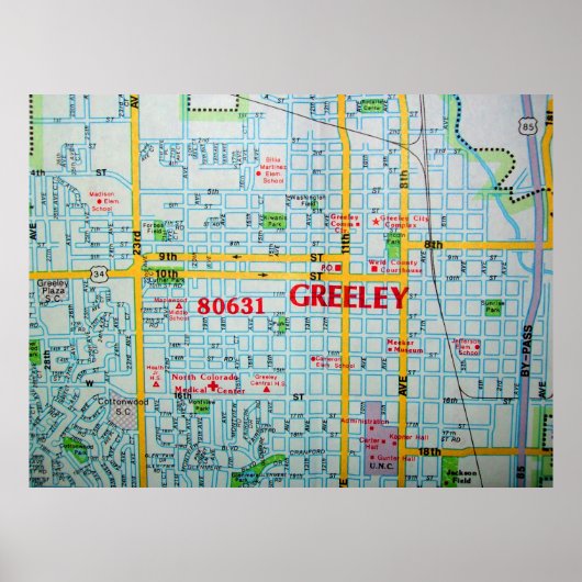 Greeley, CO Map Poster (Voorkant)