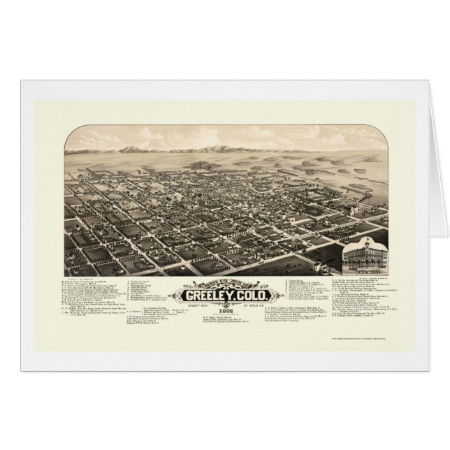 Greeley, CO Panoramic Map - 1882 (Voorkant Horizontaal)