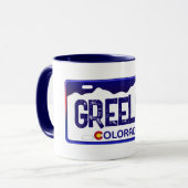 Greeley Colorado blauw licentie bord mok (Voorkant links)