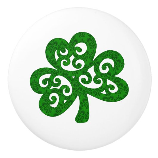 Greem Shamrock Designer keramische knop (Voorkant)