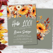 Green 100th Birthday Fall Floral Invitation