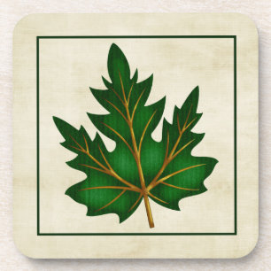 Green 1 Leaf Herfst Season Thmed Cork Onderzetter
