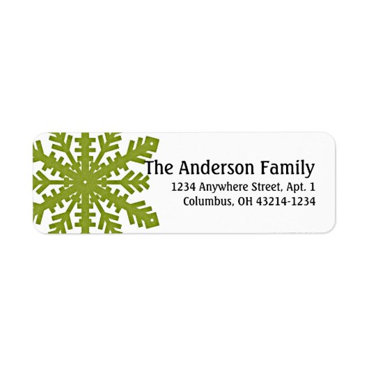 Green 1 Snowflake :: Return Address Labels (Voorkant)