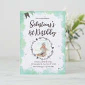 Green 1er Anniversaire Invitation (Debout devant)