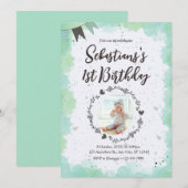 Green 1er Anniversaire Invitation (Devant / Derrière)