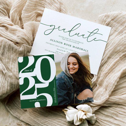 Green 2025 foto afstuderen Party uitnodiging