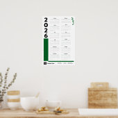 Green 2026 Corporate Wall Calendar Poster (Keuken)