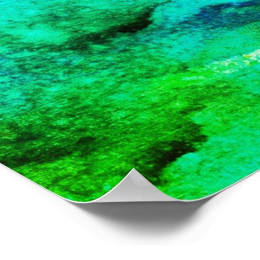 Green abstract Fun Waterverf Art Blue Aqua Mint Poster (Hoek)