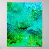 Green abstract Fun Waterverf Art Blue Aqua Mint Poster (Voorkant)