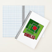 Green Abstraction with Twisted Red Square Notitieboek (Binnen)