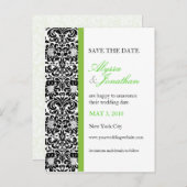 Green Accent Damask Save the Date Kaart (Voorkant / Achterkant)