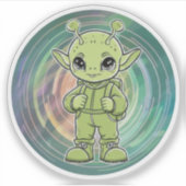 Green Alien Child Sticker (Voorkant)