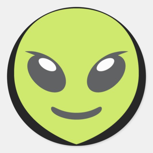 Green Alien Emoji Ronde Sticker (Voorkant)