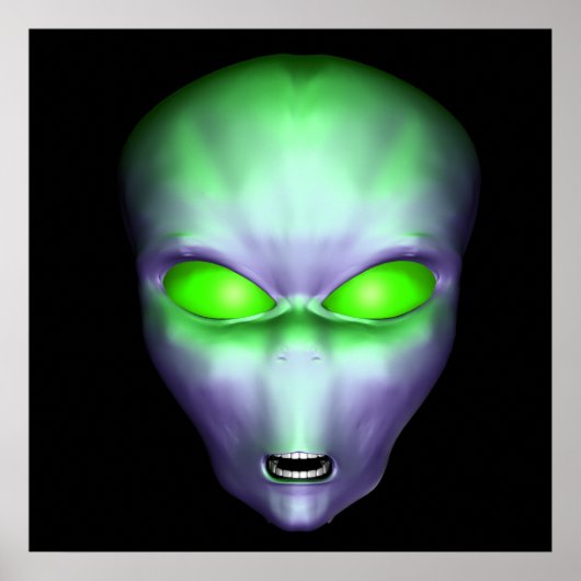 Green Alien Face Poster (Voorkant)