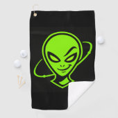 Green Alien Good Luck Golf Golfhanddoek (Insitu)