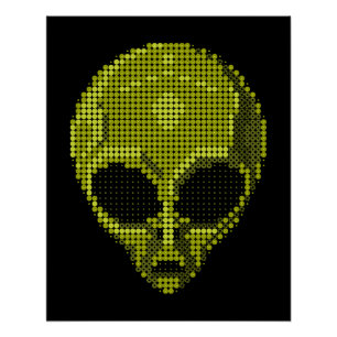 Green Alien Head Glossy Poster Perfect Poster