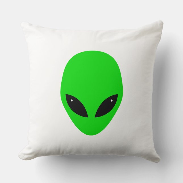 Green Alien Head Kussen (Voorkant)
