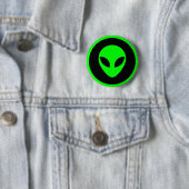 Green Alien Head Ronde Button 5,7 Cm (In situ)