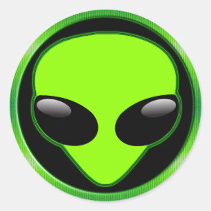 GREEN ALIEN HEAD RONDE STICKER