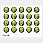Green Alien Head Ronde Sticker (Vel)