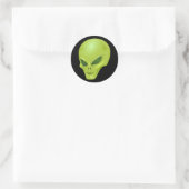 Green Alien Head Ronde Sticker (Tas)