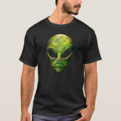 Green Alien Head UFO T-shirt (Voorkant)