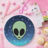 Green Alien Papieren Bordje (Feest)