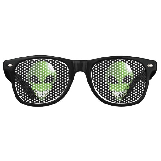 Green alien Retro Party Shades Retro Zonnebril (Voorkant)