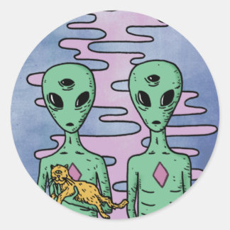 Green Alien  Ronde Sticker