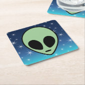 Green Alien Vierkante Kartonnen Onderzetter (Schuin)