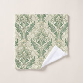 Green and Beige Vintage Botanical Flowers Pattern (Gant de toilette)