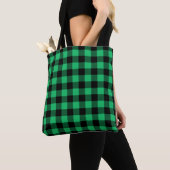 Green and Black Buffalo Check Gingham Holiday T Draagtas (Dichtbij)