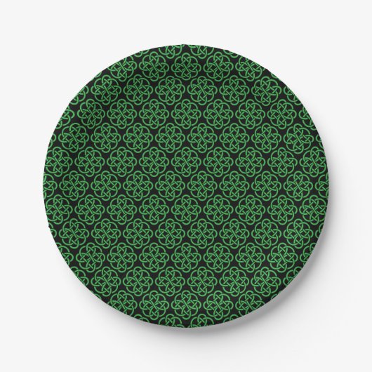 Green and Black Celtic Shield Knot Papieren Bordje (Voorkant)