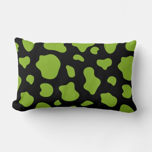 Green And Black Cow Print Decorative Pillow Kussen (Voorkant)